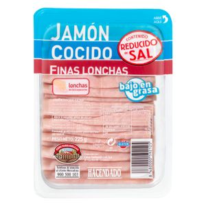 Jamón cocido bajo en sal Hacendado finas lonchas