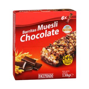 Barritas de cereales muesli Hacendado con chocolate