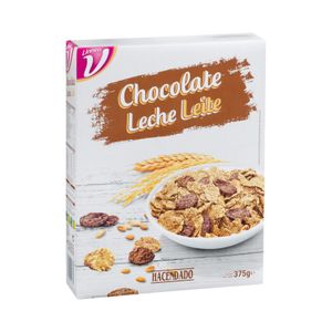 Cereales copos de trigo integral y arroz Hacendado bañados en chocolate con leche