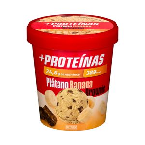 Helado +Proteínas sabor plátano con trozos de brownie Hacendado 24,6 g proteínas