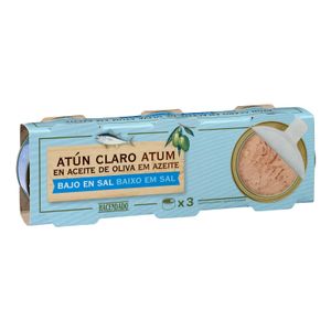 Atún claro bajo en sal en aceite de oliva Hacendado