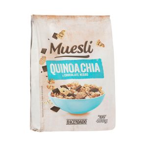 Muesli Hacendado con quinoa, chía y chocolate negro