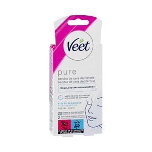 Bandas de cera facial Pure Veet piel sensible