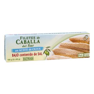 Filetes de caballa del sur bajo contenido en sal Hacendado en aceite de oliva