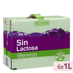 Leche semidesnatada sin lactosa Hacendado