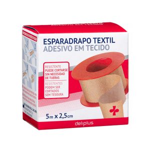 Esparadrapo textil adhesivo resistente color beige Deliplus