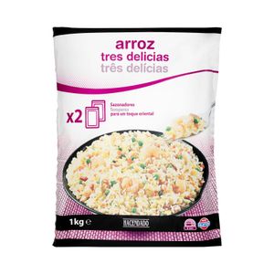 Arroz tres delicias Hacendado ultracongelado