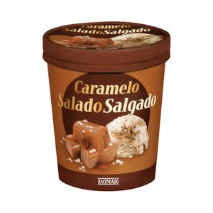 Helado caramelo con salsa de caramelo salado y trozos de caramelo Hacendado