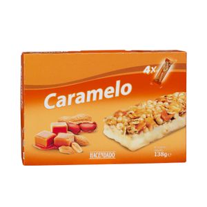 Barritas de cereales Hacendado con cacahuetes sabor caramelo