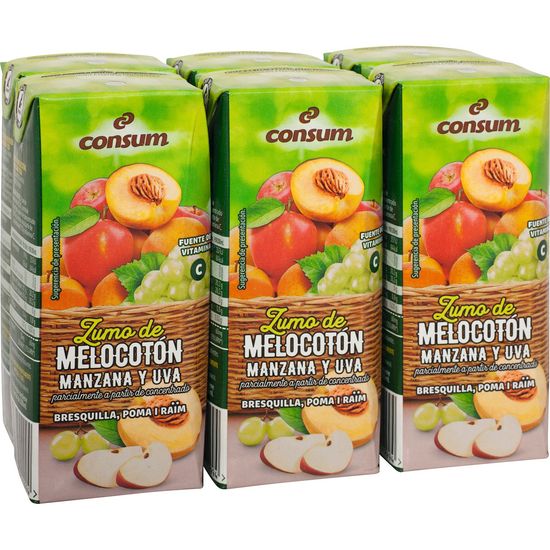 Zumo Melocotón,Uva y Manzana Pack de 6