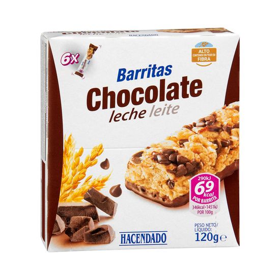 Barritas de cereales Hacendado chocolate con leche