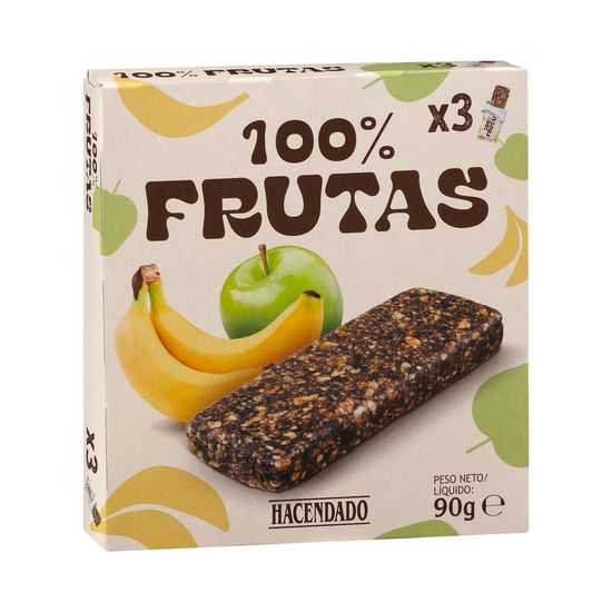 Barritas 100% fruta de manzana y plátano Hacendado