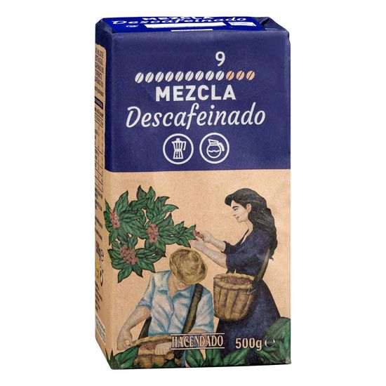 Café molido descafeinado mezcla Hacendado