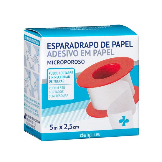 Esparadrapo de papel adhesivo microporoso color blanco Deliplus