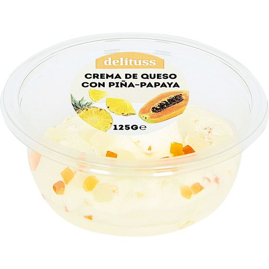 Crema de Queso con Piña y Papaya