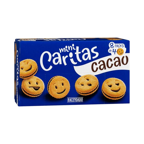 Galletas mini caritas Hacendado con crema de cacao