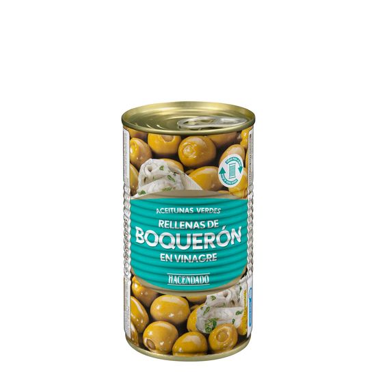 Aceitunas verdes rellenas de boquerón Hacendado en vinagre