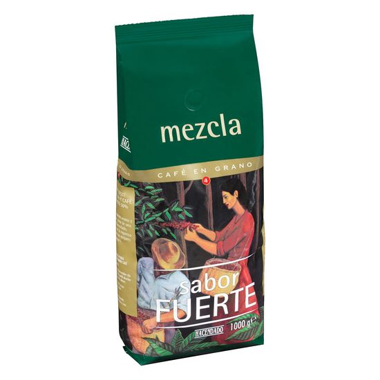 Café en grano mezcla fuerte Hacendado