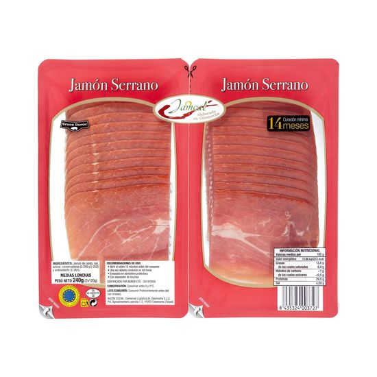 Jamón serrano Jamcal medias lonchas