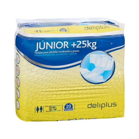 Pañal junior talla hasta 34 más de 25 kg Deliplus