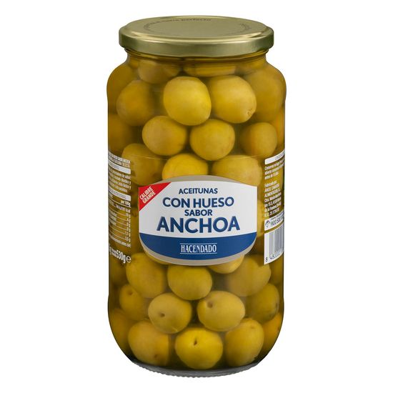 Aceitunas manzanilla sabor anchoa Hacendado con hueso