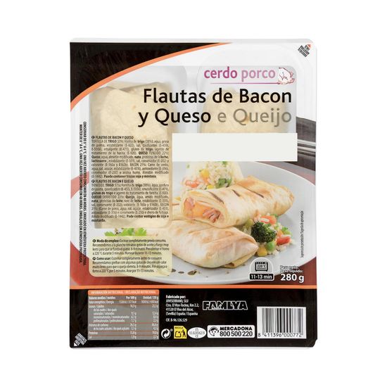 Flautas de bacón y queso