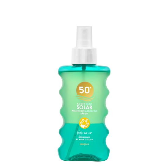 Aceite protector solar Deliplus FPS 50+ resistente al agua