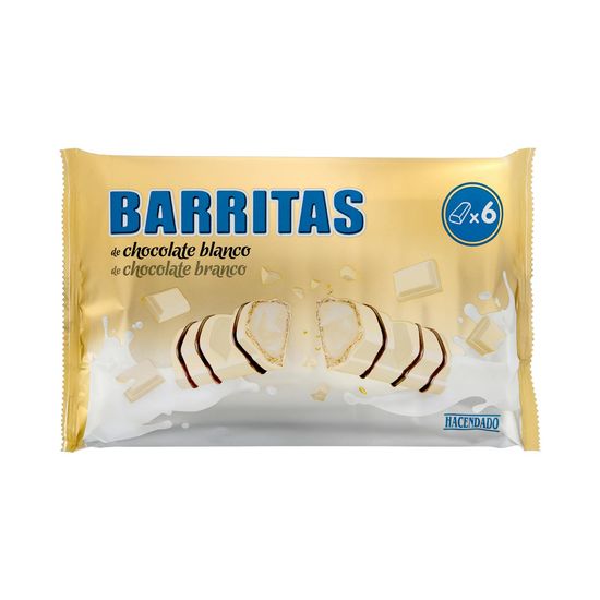 Barritas de barquillo Hacendado con relleno cremoso cubiertas de chocolate blanco