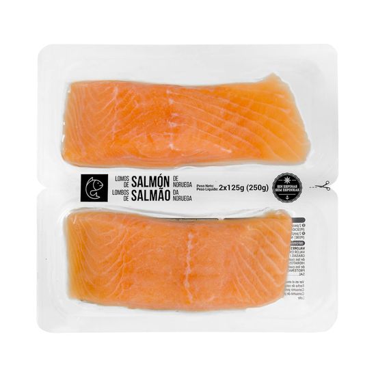 Lomos de salmón sin piel y sin espinas Hacendado congelado