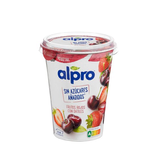 Postre de soja sabor frutos rojos con dátiles Alpro sin azúcares añadidos