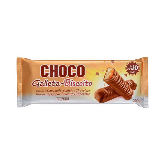 Barritas de galleta y caramelo Hacendado bañadas de chocolate con leche