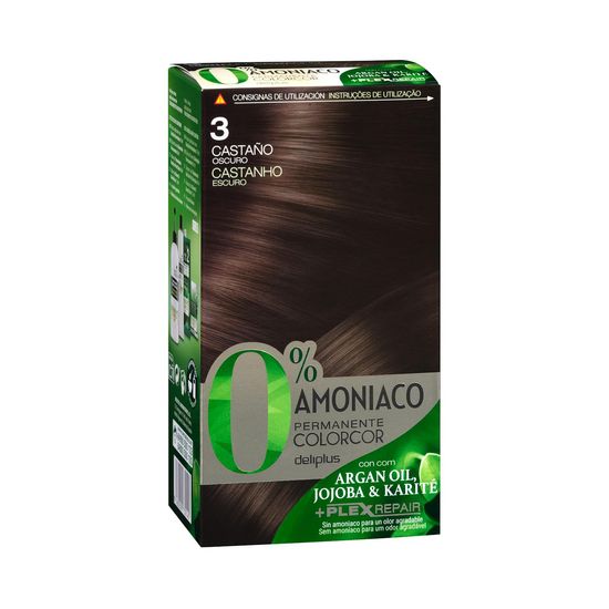 Coloración permanente 3 castaño oscuro Deliplus 0% amoníaco