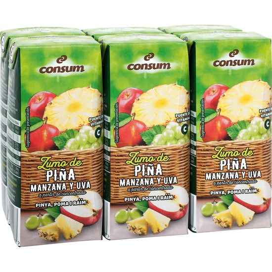 Zumo Piña,Uva, Manzana Concentrado Pack de 6