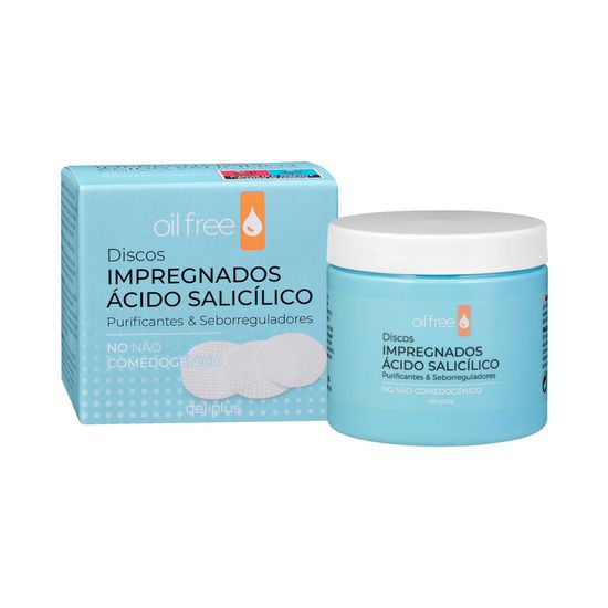 Discos impregnados ácido salicílico Deliplus Oil Free purificantes y seborreguladores