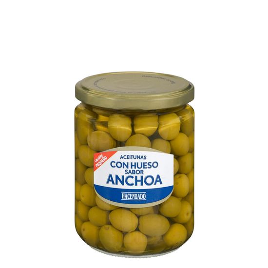 Aceitunas manzanilla sabor anchoa Hacendado con hueso