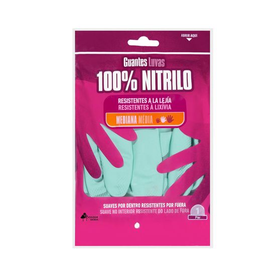 Guantes 100% nitrilo Bosque Verde talla mediana