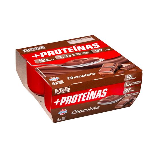 Natillas con chocolate +Proteínas Hacendado 1,3 g m.g 10 g proteínas