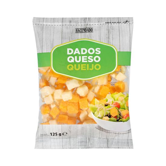 Queso curado y cheddar Hacendado en dados