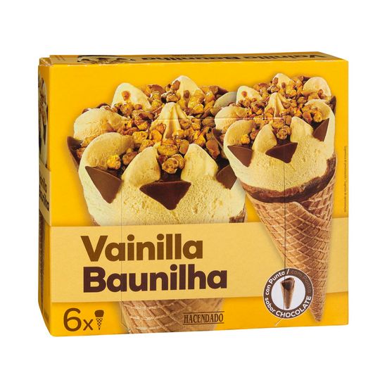 Helado cucurucho de vainilla Hacendado