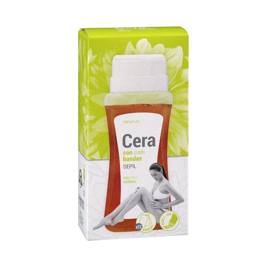 Cera roll-on depilación con bandas Deliplus piel normal