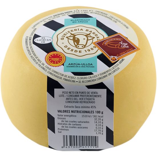 Queso Arzúa-Ulloa DOP Peso Aproximado 600 Gr.