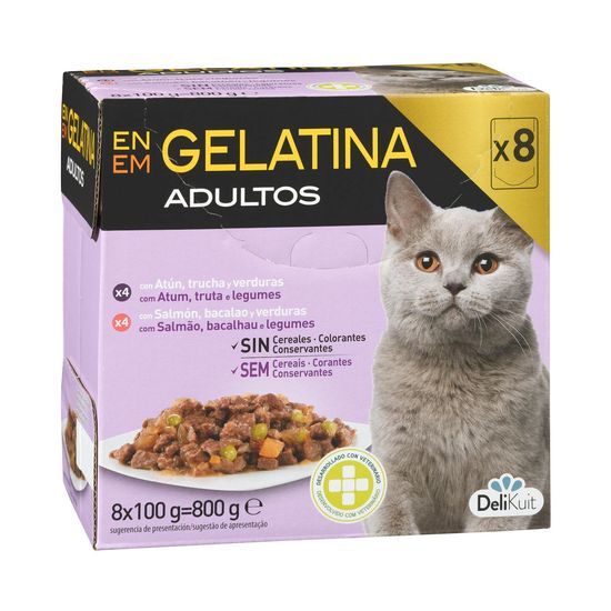 Bocaditos en gelatina gato adulto Delikuit