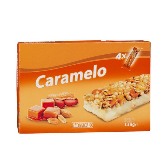 Barritas de cereales Hacendado con cacahuetes sabor caramelo